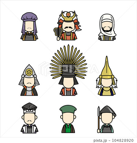 戦国武将アイコン集カラーのイラスト素材 [104828920] - PIXTA