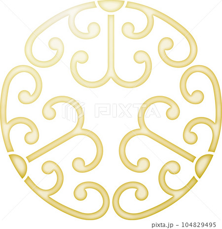 家紋　三つ割り蕨【金色】 104829495