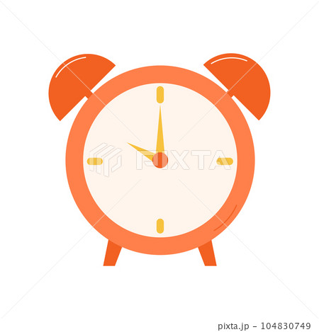 Red cartoon alarm clock. Wake up time. Isolated on white background. Vector illustration Red cartoon alarm clock. Wake up time. Isolated on white background. Vector illustration 104830749