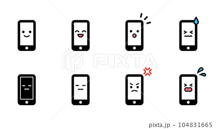 顔がついたスマホの表情いろいろベクターアイコンセット 顔がついたスマホの表情いろいろベクターアイコンセット 104831665