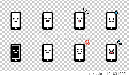 顔がついたスマホの表情いろいろベクターアイコンセット 顔がついたスマホの表情いろいろベクターアイコンセット 104831665