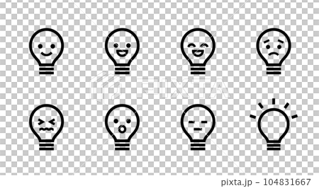 顔がついた電球の表情いろいろベクターアイコンセット 顔がついた電球の表情いろいろベクターアイコンセット 104831667