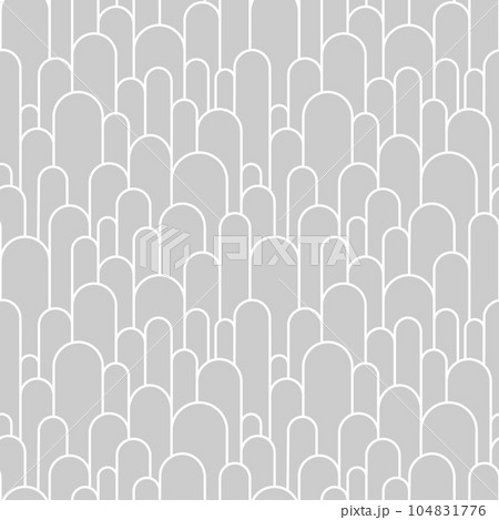 Boho arch seamless pattern. Geometric art deco simple background. White circular arc in linear style. Seamless abstract modern geometric pattern. Vector illustration on grey background Boho arch seamless pattern. Geometric art deco simple background. White circular arc in linear style. Seamless abstract modern geometric pattern. Vector illustration on grey background 104831776