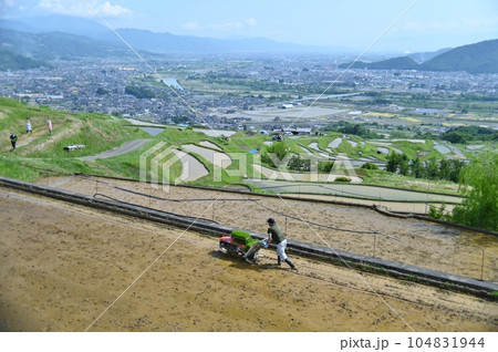田植えの季節の姨捨棚田 104831944