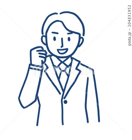 ガッツポーズ　スーツを着た男性　イラスト 104831952