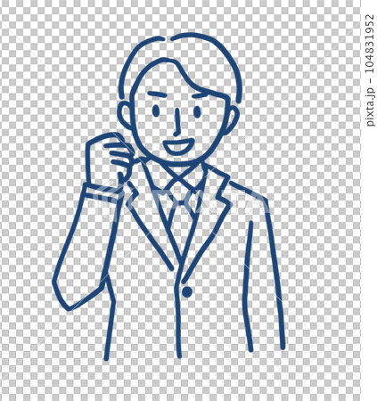 ガッツポーズ　スーツを着た男性　イラスト 104831952