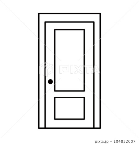 Closed door icon. Silhouette of door to house isolated on white background. Closed door icon. Silhouette of door to house isolated on white background. 104832007