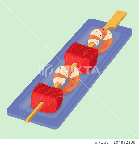 grilled tuna and shrimps on a sweker 104832139