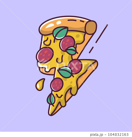 pizza lightning cartoon style vector illustration pizza lightning cartoon style vector illustration 104832163