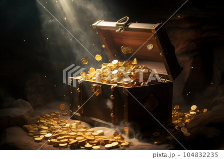 洞窟に隠された黄金の財宝：AI作品 104832235