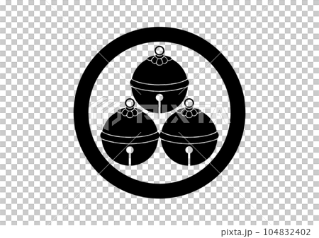 丸に三盛りの鈴 104832402