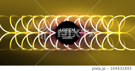 Neon lines and waves abstract background. Techno glowing neon shapes vector illustration for wallpaper, banner, background, landing page, wall art, invitation, prints, posters 104832893
