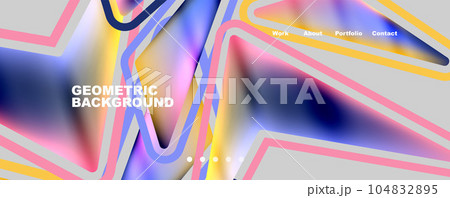 Bright colorful triangular shapes abstract background with fluid color effect. Glass, light and shadow effects. Illustration For Wallpaper, Banner, Background, Card, Book Illustration, landing page 104832895