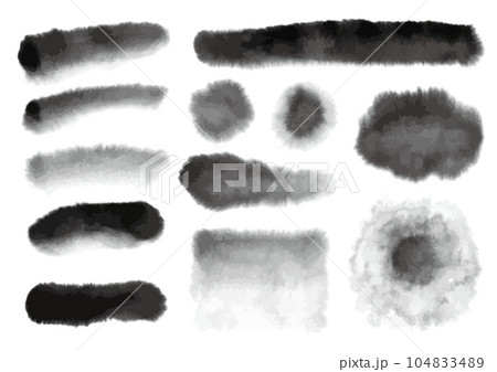 墨で描いた線や円のパーツ12点セット 墨で描いた線や円のパーツ12点セット 104833489