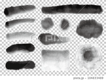 墨で描いた線や円のパーツ12点セット 墨で描いた線や円のパーツ12点セット 104833489