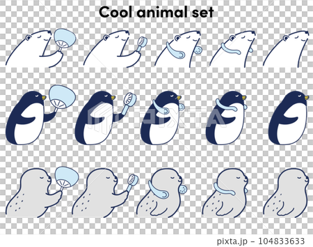 Cool animal set (polar bear, penguin, seal) 104833633
