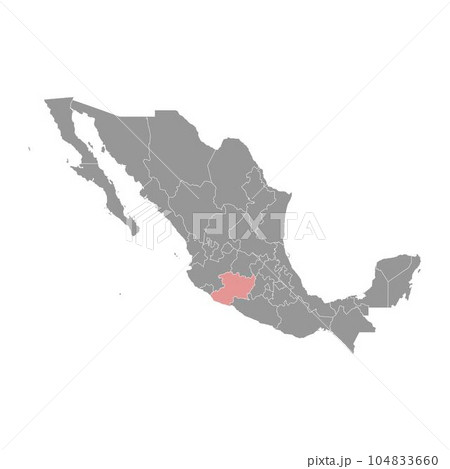 Michoacan state map, administrative division of the country of Mexico. Vector illustration. Michoacan state map, administrative division of the country of Mexico. Vector illustration. 104833660