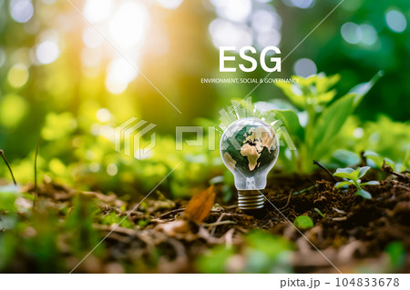 電球と地球、ESGイメージ 電球と地球、ESGイメージ 104833678