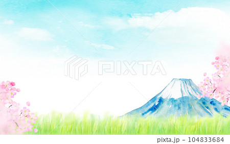 桜の季節の富士山 背景素材 桜の季節の富士山 背景素材 104833684