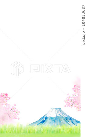 桜の季節の富士山　背景素材 104833687