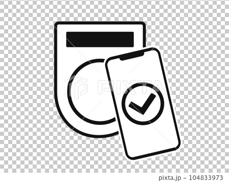 Illustration of a smartphone that makes cashless payment 104833973