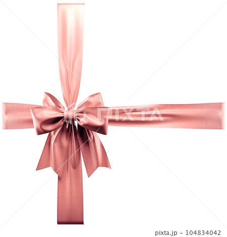 Golden ribbon bow on white background. 3d 104834042