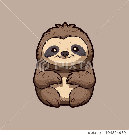 Cute baby sloth sitting, hand drawn 104834079