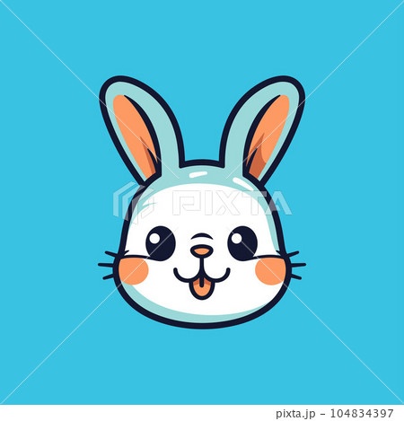 Cute bunny smiling face vector 104834397