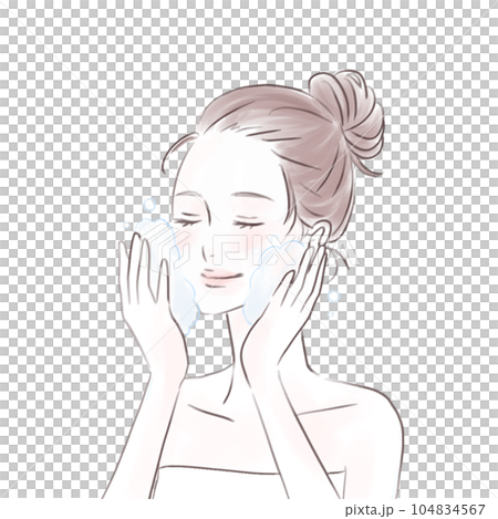 洗顔をする女性のイラスト 104834567