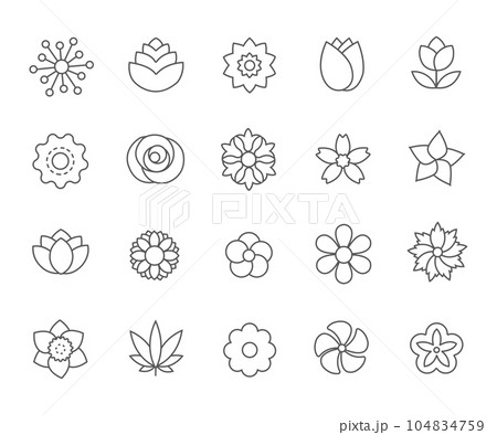 Flowers. Linear icons 104834759