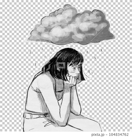 Line drawing art can express the emotions and experiences related to depression and mental illness, using simple or intricate lines to convey complex feelings. 104834762