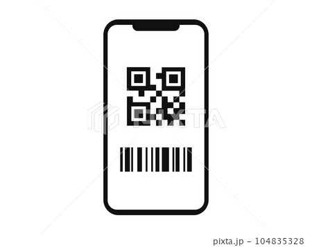 QRコードが表示されたスマホ画面のイラスト QRコードが表示されたスマホ画面のイラスト 104835328
