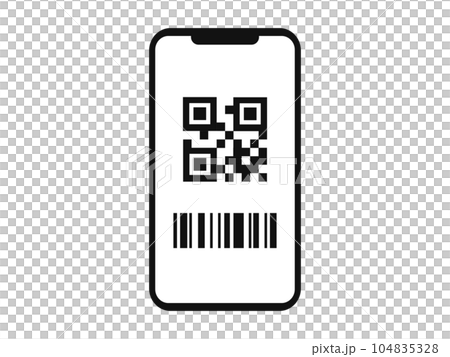 QRコードが表示されたスマホ画面のイラスト QRコードが表示されたスマホ画面のイラスト 104835328