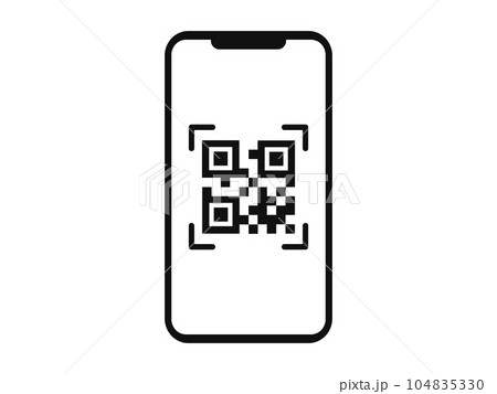 QRコードが表示されたスマホ画面のイラスト 104835330