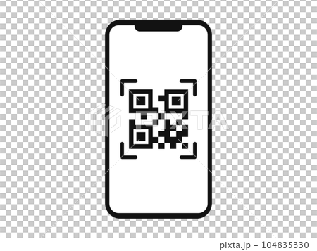 QRコードが表示されたスマホ画面のイラスト 104835330