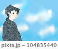 迷彩服を着た女の子と青空のイラスト素材 104835440