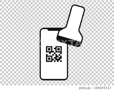 QRコードが表示されたスマホの画面 QRコードが表示されたスマホの画面 104835517