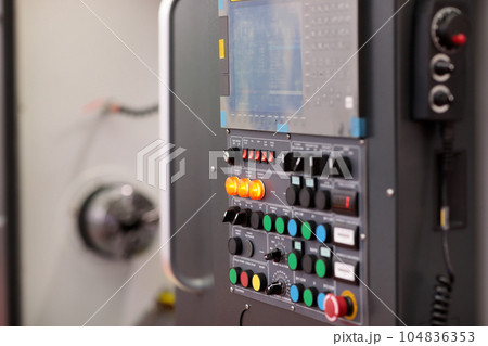 control panel of industrial CNC lathe machine 104836353