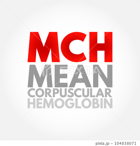 MCH Mean Corpuscular Hemoglobin - measure of the average amount of hemoglobin in your red blood cells, acronym text concept background MCH Mean Corpuscular Hemoglobin - measure of the average amount of hemoglobin in your red blood cells, acronym text concept background 104838071