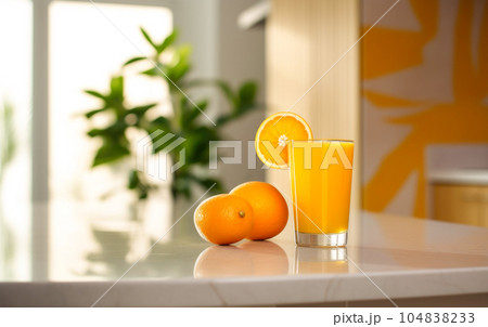 A vibrant image of a glass of orange juice,...のイラスト素材 ...