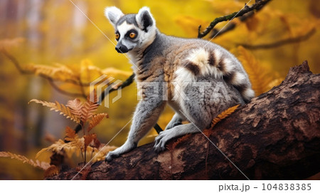 Endearing lemur, an ambassador of Madagascar's unique wildlife, natural home, accentuating the allure of the tropical ecosystem AI generated 104838385