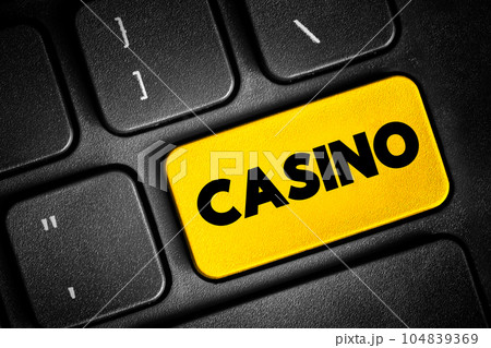 Casino text quote button on keyboard, concept background Casino text quote button on keyboard, concept background 104839369