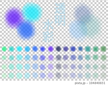 半透明透明水彩風格圓形材質套裝冷色藍色模糊 104840831