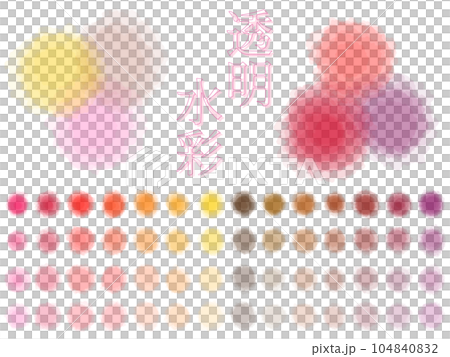 半透明透明水彩風格圓形材質套裝暖色紅色模糊 104840832