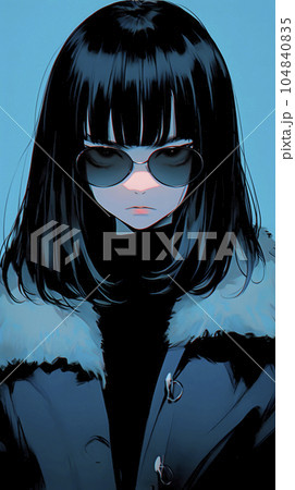 サングラスをかけた女性がまっすぐこちらを見る（Generative AI） 104840835
