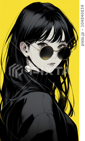 サングラスをかけた女性のアニメイラスト（Generative AI） 104840839