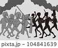 抗議デモ隊と衝突する武装した警官隊 104841639