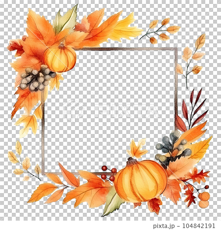 Watercolor Autumn frame. Illustration AI Generative 104842191