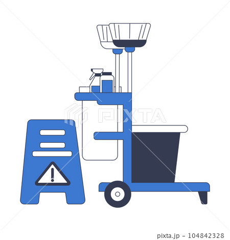 Cleaning Service and Cleanup Supplies with Trolley with Detergent and Broom Vector Illustration Cleaning Service and Cleanup Supplies with Trolley with Detergent and Broom Vector Illustration 104842328