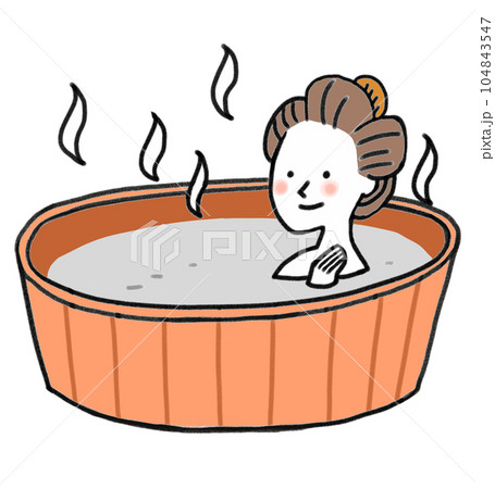 木風呂に入った和髪の女性 木風呂に入った和髪の女性 104843547